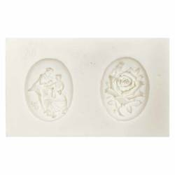 PENTART SILIKONFORM Mold Abformen Gießen Mould, antike Medaillons Rose und Braut und Bräutigam