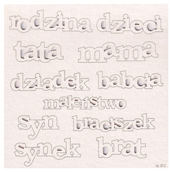 SCRAPINIEC Dekorpappe Die Cut Chipboard Dekoration Ornament, Familie Polnische Untertitel