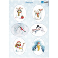 Arkusz A4 - Marianne Design -Snowman ovals - Schneemänner, Winter, Schnee