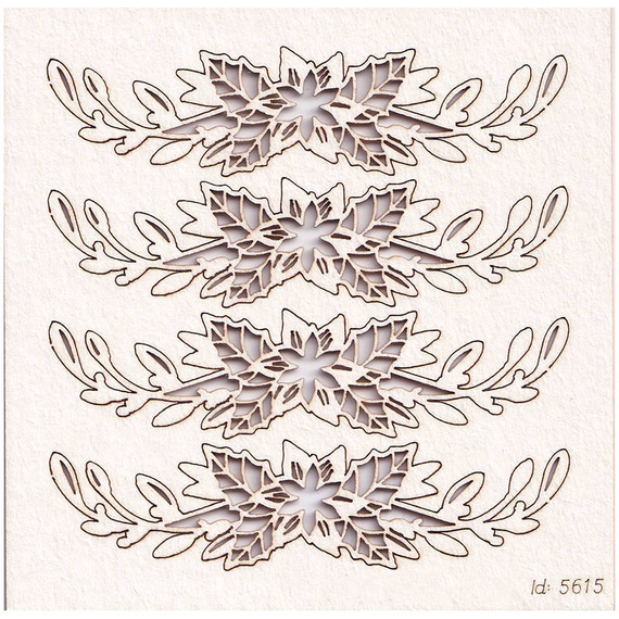 SCRAPINIEC Dekorpappe Die Cut Chipboard Dekoration Ornament, Poinsettia 5615