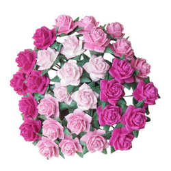 ROSEN Mulberrypapier 12 mm – MINI STAR ROSES rosa mix – Dekoblümen für Basteln - 50 Stück