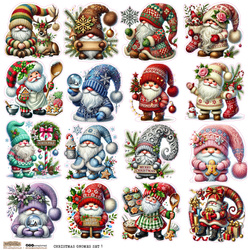 AUFKLEBER ScrapLove Dekor Stickers - Christmas Gnomes Set 1 - Weihnachtselfen 1