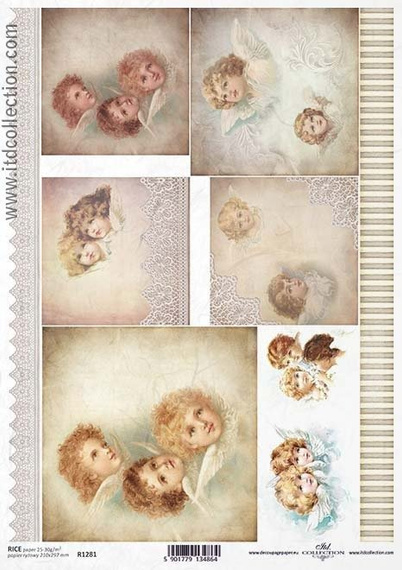 ITD Reispapier Decoupage Bastelpapier Softpapier Serviettentechnik, Engel R1281