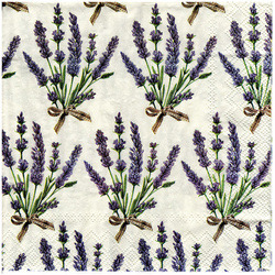 SERVIETTEN 1 Stück Motivservietten Decoupage Napkin 33x33cm, Bouquet of lavender cream