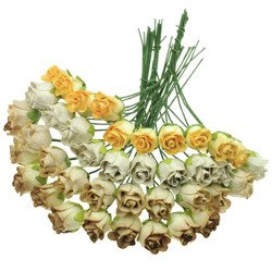 ROSEN geschlossene 8mm 40Stk Scrapbooking Maulbeerpapier Blumen Flower,mix beige