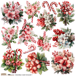 AUFKLEBER ScrapLove Dekor Stickers - Christmas Candy Bouquet 1 - Weihnachtsbonbonsträuße