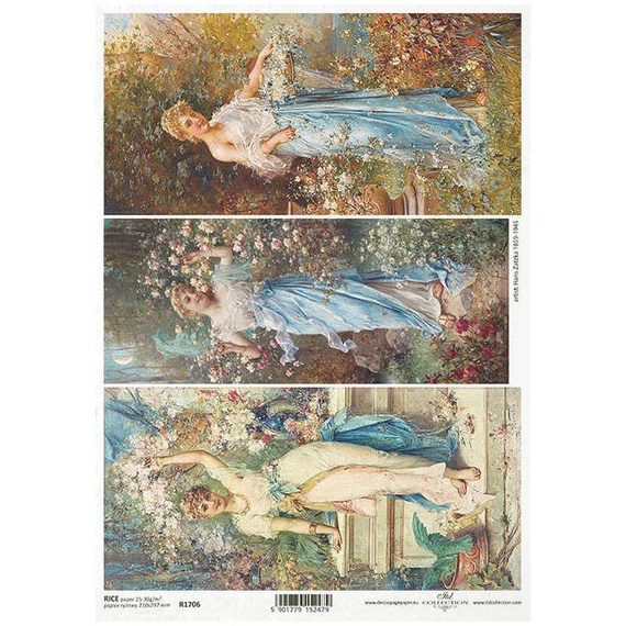 Reispapier für Decoupage, Frau, Dame, Frühling, Freunde A4 - R1706