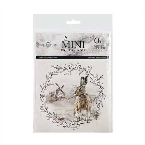 ITD - Reispapier-Set - RSM052 - Hasen mit Blumenkränzen und Ansichten
