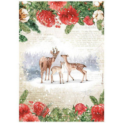 STAMPERIA A4 Reispapier Decoupage Bastelpapier, Romantic Home Hirsch