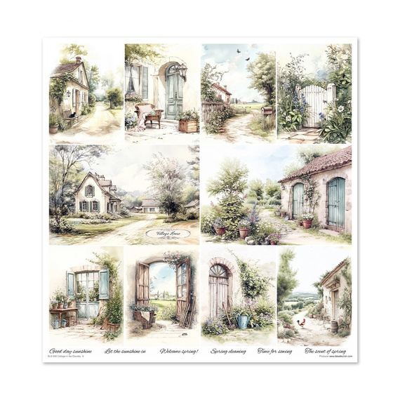 ITD COLLECTION Setz 11Stk 30x30cm Scrapbooking Papier - Cottage in the Country