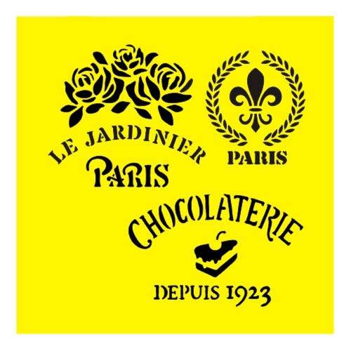 ITD Mixed Media Schablone STENCIL für Decoupage Scrapbooking 16x16, ST0033 Paris Chocolaterie