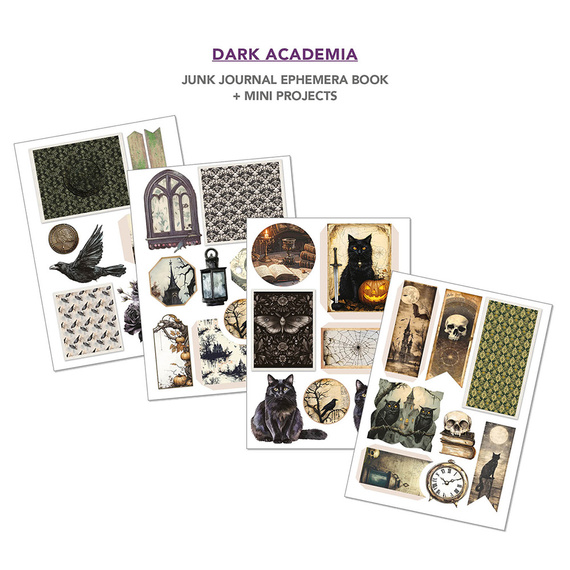 Scrapbooking Papier Set A4 - Junk Journal & Ephemera Book - Ciao Bella – Dark Academia