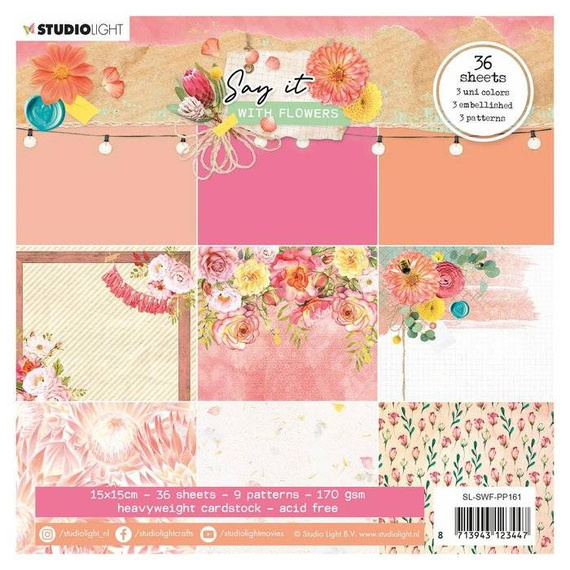 STUDIO LIGHT  30 Blatt 15x15cm Scrapbooking Papier 170g - Say it with Flowers
