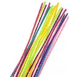 CHENILLEDRAHT Pfeifenreiniger Plüsch Basteldraht neon - Farben mischen - 20 St