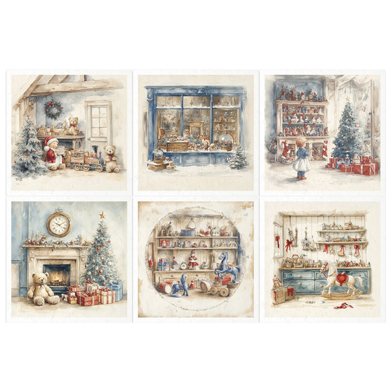 Reispapier-Set - Weihnachtsbäume, Geschenke, Spielzeugladen - RSM193 - Itd Collection