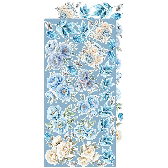 CRAFT OCLOCK 15x30cm Scrapbooking Papier mit Elementen, Something Blue - Flowers