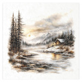 Reispapier-Set - Winterlandschaft, Hütten, Nadelbäume - RSM205 - Itd Collection