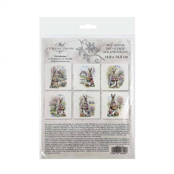 Reispapier-Set - ITD - RSM118 Osterhasen mit Ostereiern