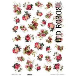 Reispapier für Decoupage A3 ITD-0308L Blumen Rosen