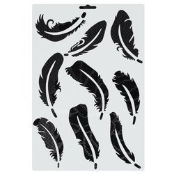 Plastikschablone Schablone STENCIL Federn