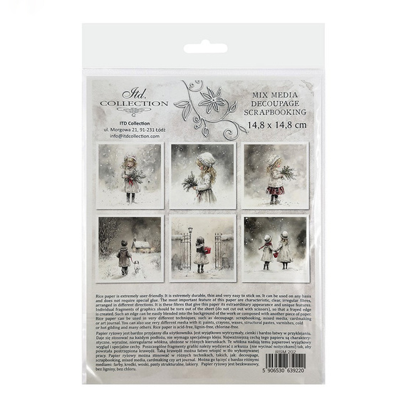 Reispapier-Set - Mädchen, Junge mit Hund, Winterlandschaft - RSM202 - Itd Collection