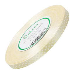 Satinband mit Punkten 6 mm - ca. 22 m - cremig