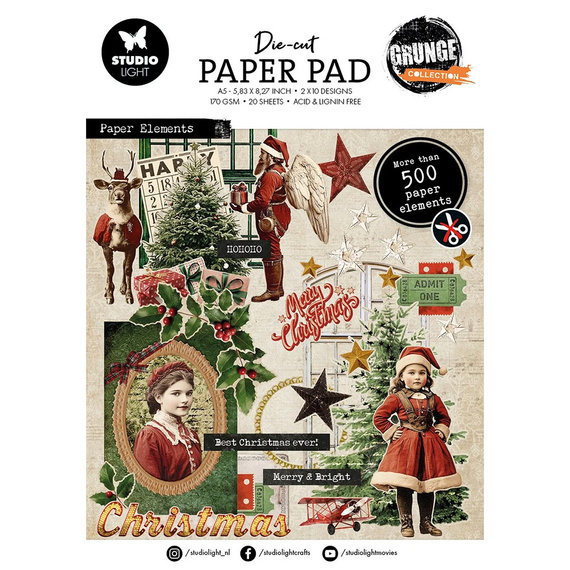 STUDIO LIGHT Scrapbooking-Papier Set A5 mit Elementen – Background paper