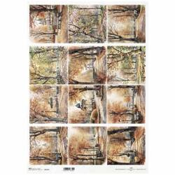 Reispapier für Decoupage A3 ITD-1137L Herbstansichten, Pflanzen, Herbst, Park