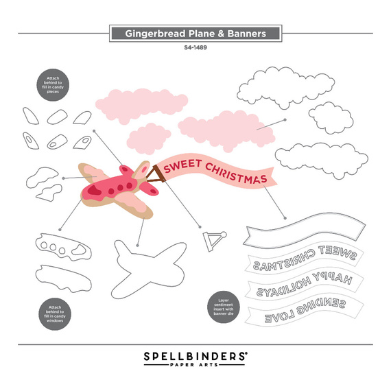 Stanzschablone – Cutting Die für Papier - Candy Christmas - Flugzeug - Stamperia 