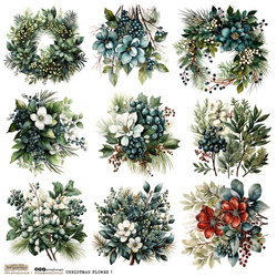 AUFKLEBER ScrapLove Christmas Flower 1 - Weihnachtsblumen 1 Weihnachtsgirlanden