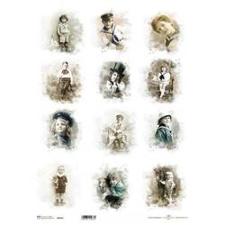 Reispapier für Decoupage, Vintage-Jungen ITD-R615L - A3