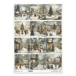Reispapier für Decoupage A3 - Alter Markt, Weihnachten, Menschen, Eisbahn, Festzeit - R1507L - Itd Collection