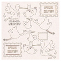 SCRAPINIEC Dekorpappe Die Cut Chipboard Dekoration Ornament, Storch Baby