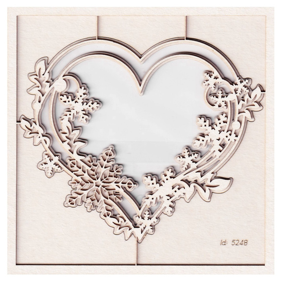 SCRAPINIEC Dekorpappe Die Cut Chipboard Dekoration Ornament - Cherish Christmas -2-Schicht-Herz 01
