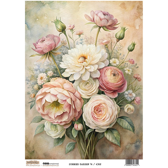 Reispapier Decoupage Bastelpapier A4 - Scraplove - Summer Garden 14
