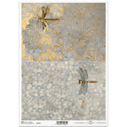 ITD Reispapier Decoupage Bastelpapier Serviettentechnik-R2412 Libellenmosaik - Inspiriert von Klimt