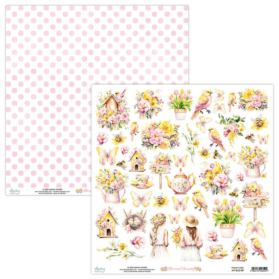 MINTAY 30x30cm doppelseitig Scrapbooking Papier mit Elementen - Blossom Serenity