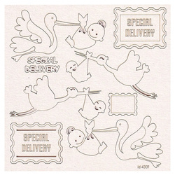 SCRAPINIEC Dekorpappe Die Cut Chipboard Dekoration Ornament, Storch Baby