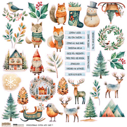 AUFKLEBER ScrapLove Dekor Stickers - Christmas Cute ATC set 1 - Weihnachts-ATC-Set 1
