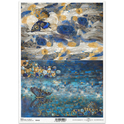ITD Reispapier Decoupage Bastelpapier Serviettentechnik-R2410 Schmetterlinge, Edelsteine, Mosaike - Inspiriert von Klimt