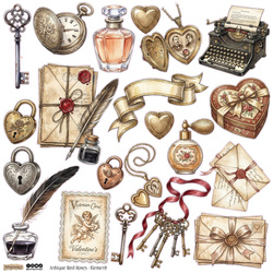 AUFKLEBER ScrapLove Dekor Stickers  - Antique Red Roses