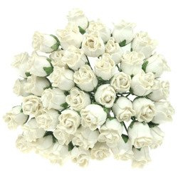 ROSEN geschlossene 8mm 50Stk Scrapbooking Maulbeerpapier Blumen Flower, ivory