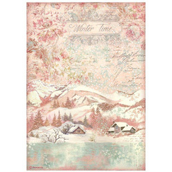 STAMPERIA A4 Reispapier Decoupage Bastelpapier, Sweet Winter Landschaft