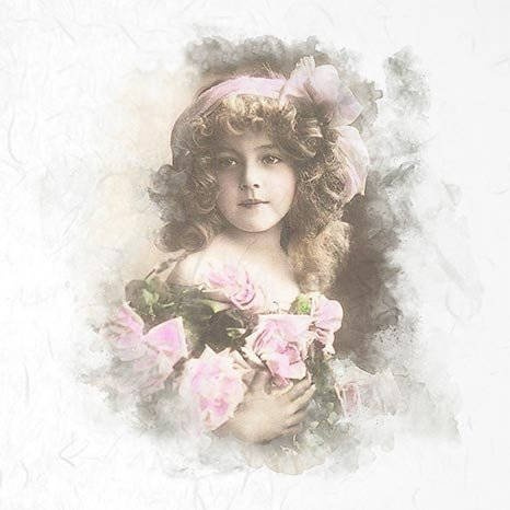 Reispapier-Set, retro vintage, Mädchen - ITD 6tlg 