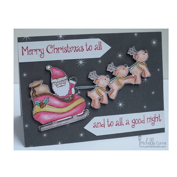 PINK & MAIN - Transparent Stempel Motivstempel Clear Stamp - Ho Ho Ho - Weihnachtsmannschlitten