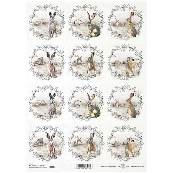 ITD Reispapier Decoupage Bastelpapier, R1318 Vögel auf einem Rosenzweig