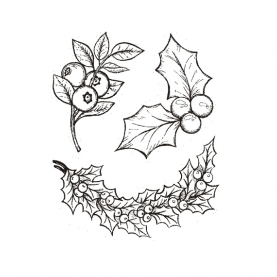 AGATERIA Polymerstempel Clear Stamp - Stechpalmen-Set