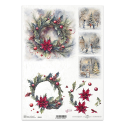 ITD Reispapier Decoupage Bastelpapier Serviettentechnik-R2443 Girlanden Ansichten mit Schneemännern