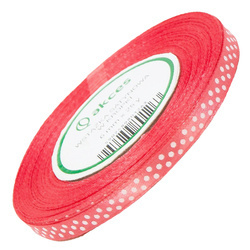 Satinband mit Punkten 6 mm - ca. 22 m - Koralle 