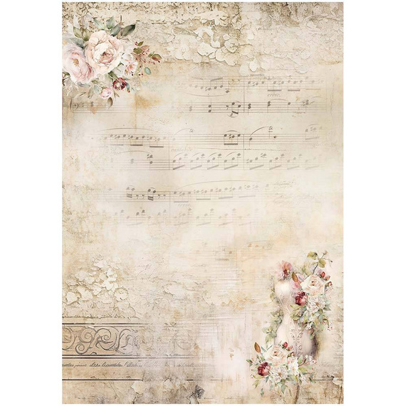 Reispapier für Decoupage A4 - RP01 Blumen Notizen